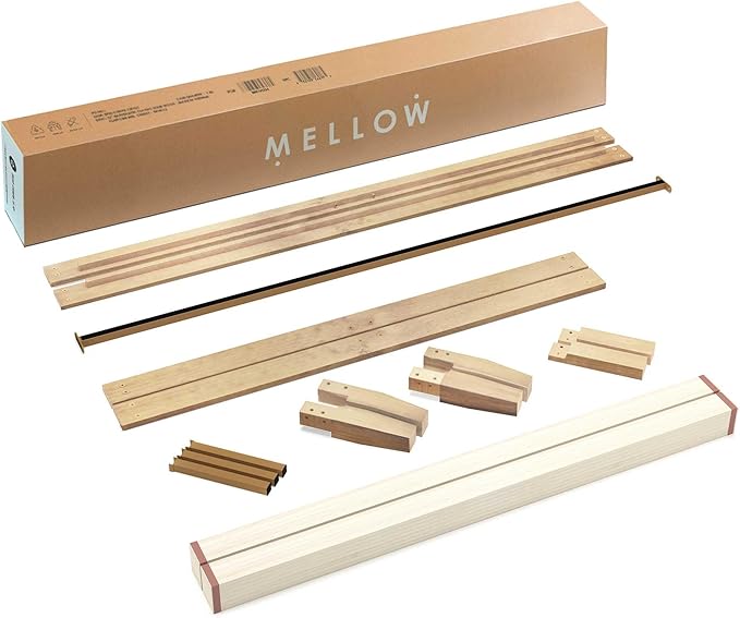 Mellow Naturalista Classic 12 Inch Solid Wood Platform Bed with Wooden Slats, King, White Wash