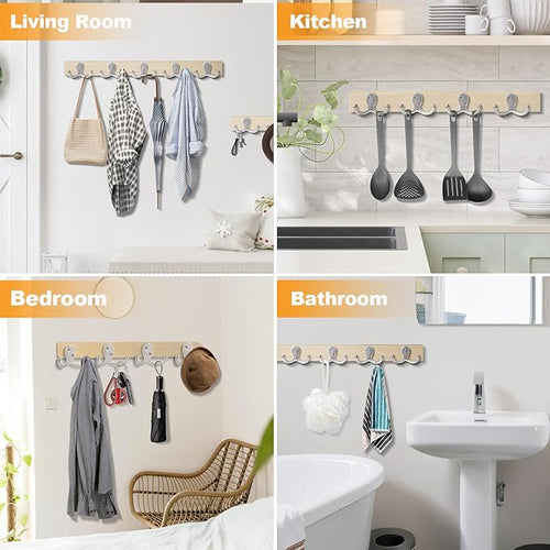 20 Pack Coat Hooks Wall Hooks for Hanging, Heavy Duty Double Prong Metal Hook Wall Mounted for Living Room, Bathroom, Kitchen, Bedroom for Coat, Bag, Scarf, Towel, Hat, Key, Cup (Silver)
