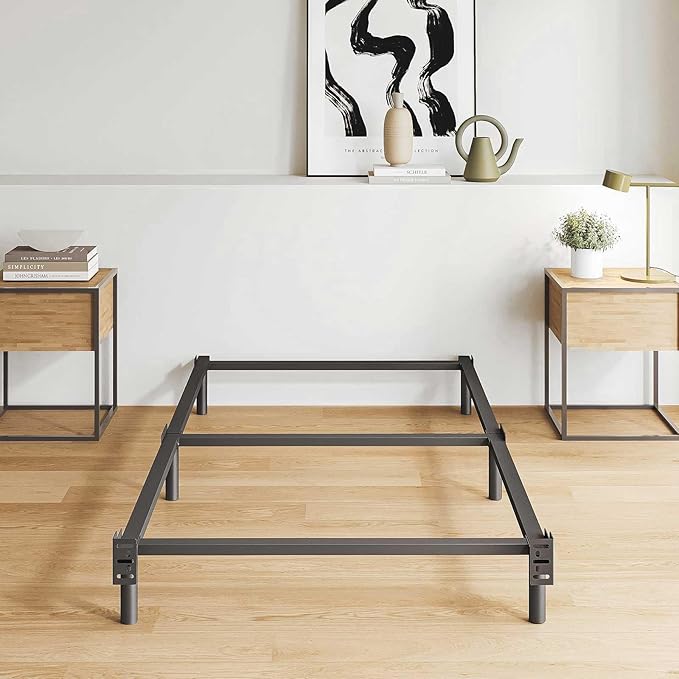 7 Inch Twin Bed Frame, Compatible with Most Brand Box Spring Or Mattress, 6-Leg Support Bed Base, Noise-Free, Easy Assembly, Black