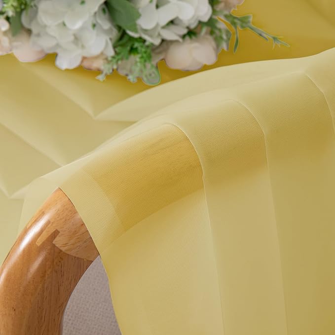 Chyhomenyc Mustard Yellow Sheer Curtains 84 Inch Length 2 Panels, Light Filtering Soft Airy Voile Rod Pocket Sheer Window Drapes for Bedroom Living Room, Each 42Wx84L Inches