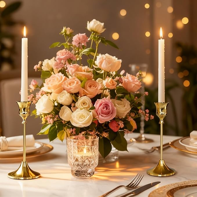 Candlestick Holders Gold, 3 Packs Taper Candle Holder for Candlesticks, Candle Sticks Holder Decor for Home Decor