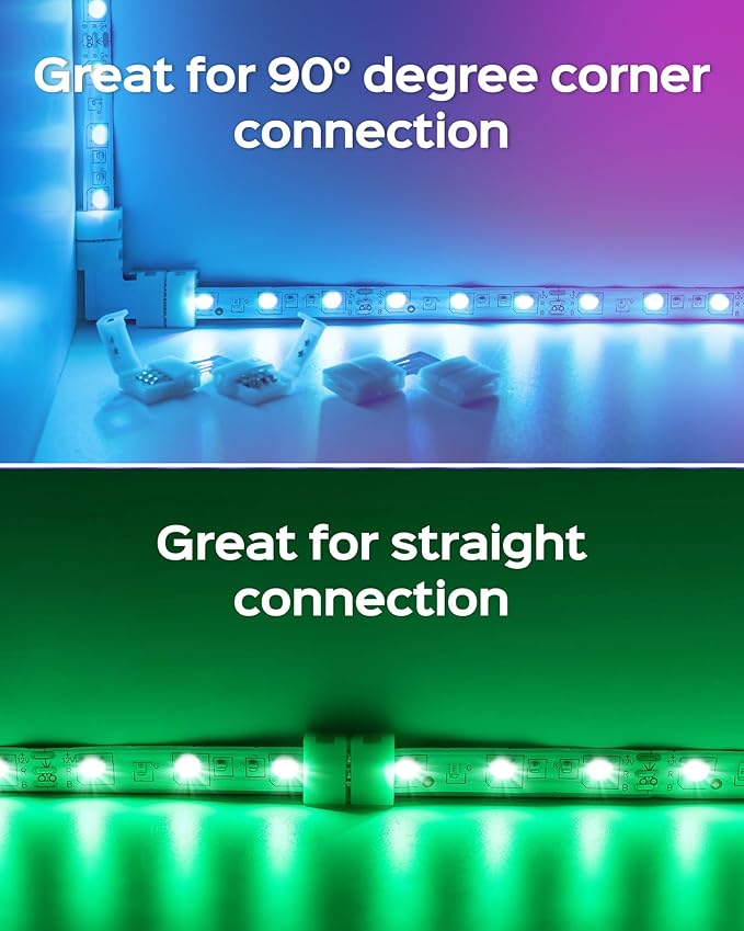 JACKYLED 8mm 3-Pin LED Connectors for LED Strip Lights, Total 22Pcs Corner Connectors Kit for Unwired Gapless Solderless Adapter Extension - 8mm 3pin 10 Pack