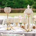 Vincigant Gold Crystal Candle Holders Set of 8 with 4Sets Crystal Candelabra 3 Arm Candlesticks Holder Table Centerpiece,Candelabra Centerpieces for Wedding Party Anniversary Home Living Room Decor