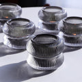 Woho Smoke Grey Votive Candle Holders Set of 6, Vintage Ribbed Tealight Candle Holder for Daily Home Decor, Classy Tea Light Candle Holder Glass for Living Room Table Decor(Grey, 2.1" H X 2.75" D)