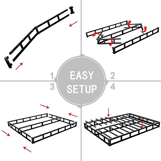 ALDRICH Low Profile Box Spring King Size,3 Inch Heavy Duty Metal Box Spring for King Bed,Mattress Foundation Non-Slip/No Noise/Easy Assembly (King)