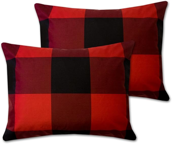 7 Piece Comforter Set Bag Solid Color All Season Soft Down Alternative Blanket & Luxurious Microfiber Bed Sheets, Full, Buffalo Plaid Burgundy/Black