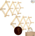 RAM-PRO Accordion Style Wood Expandable Rack Hat, Cap, Belt, Umbrella Coffee Mug Wall wooden Pegs (Set of 2)
