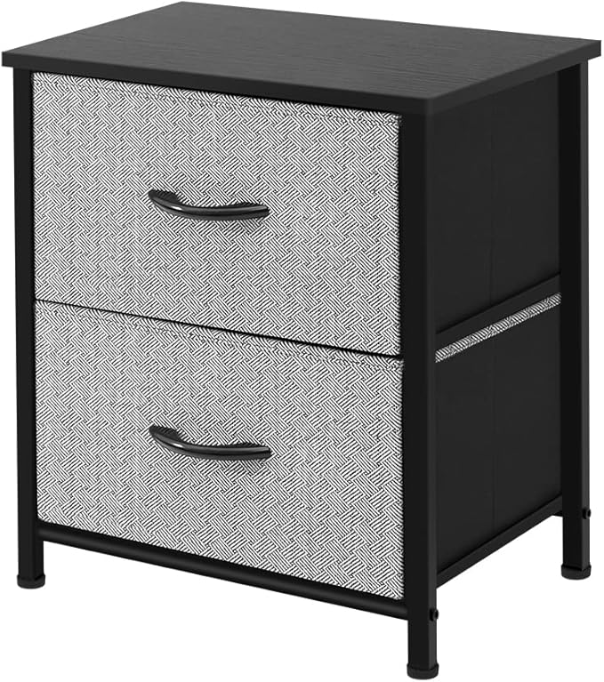 AZL1 Life Concept Storage Dresser Furniture Organizer Unit with 2 Drawers for Bedroom, Hallway, Entryway and Closets, Grey with Black, 17.7x19.7x11.8 inches
