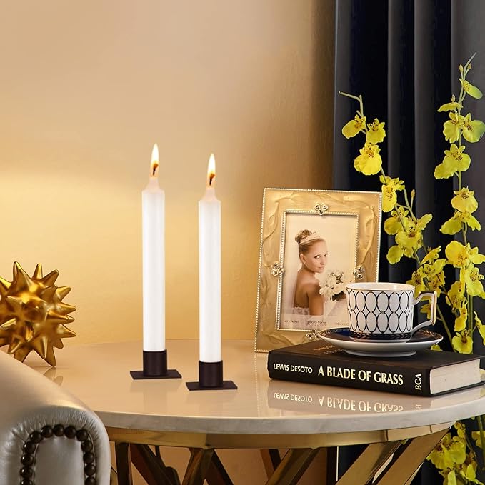 Gute Taper Candle Holder, Candle Holders for Pillar Candles, Matte Black Candlestick Holder Centerpieces for Home Decoration, Wedding Anniversary, Party, Housewarming Gifts,Set of 8,Square