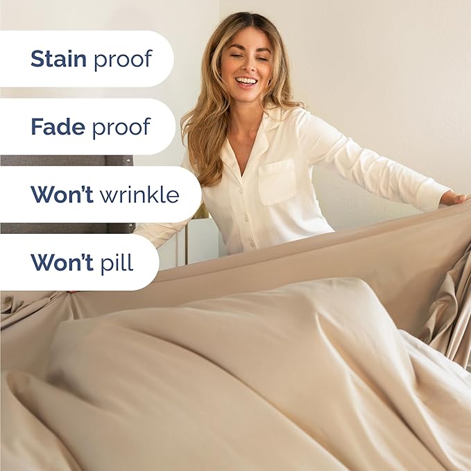 Twin 4 Piece Sheet Set - Comfy Breathable & Cooling - Ultra Soft Hotel Luxury Bedding Set with 8-16 Inch Deep Pockets - 1 Flat & 1 Fitted Sheet & 2 Pillowcases - Cozy, Wrinkle Free & Easy Care - Cream