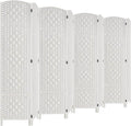 Rose Home Fashion Room Divider, 6 ft Tall Room Dividers and Folding Privacy Screens, 16in Privacy Screen 8 Panel White Space Temporary Wall Foldable Partition Separation