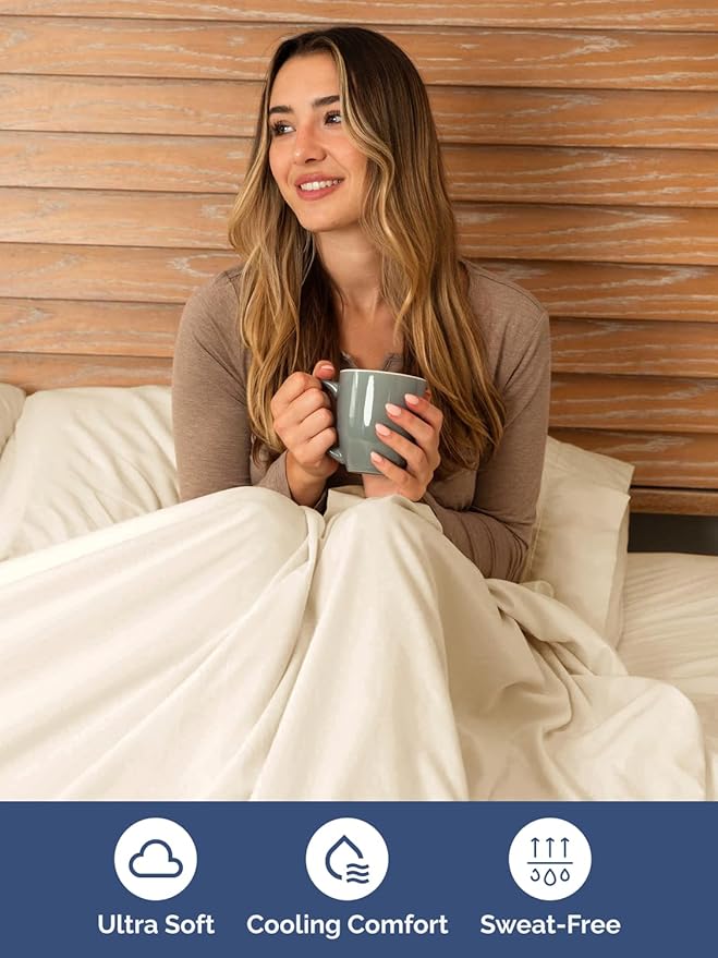 Extra Deep Cal King Sheet Set - 6 Piece Breathable and Cooling Sheets - Hotel Luxury Bed Sheets Set - Easy Fit - Soft, Wrinkle Free and Comfy Sheets Set - Off White Sheet Set with Extra Deep Pockets
