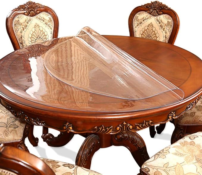 72 Inch Clear Round Table Cover Protector 1.5mm Thick Table Protector for Dining Room Waterproof Plastic PVC Vinyl Tablecloth Cover Circle Tabletop Desk Pad Mat for Furnture Coffee End Bed Side Table