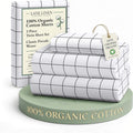 LANE LINEN Twin Sheet Set, 100% Organic Cotton Sheets Twin Size, 3Pc Twin Sheets Sets, Premium Bedding Sheets & Pillowcases, Percale Sheets, 15" Deep Pocket Twin Fitted Sheet - Windowpane