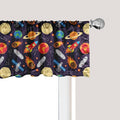 Ambesonne Space Window Valance, Universe Themed Illustration with Earth Moon Constellations Saturn Rockets Stars, Curtain Valance for Kitchen Bedroom Decor with Rod Pocket, 42" x 12", Dark Night Blue