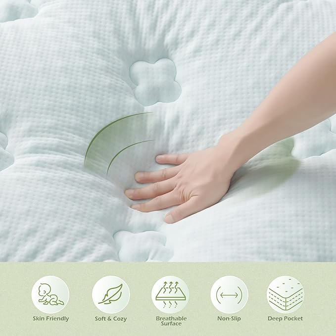 Hansleep King Mattress Topper Viscose Derived from Bamboo, Memory Foam Pillow Top Mattress Topper King with Deep Pocket, Breathable Mattress Pad for Back Pain Relief, 78" x 80", White