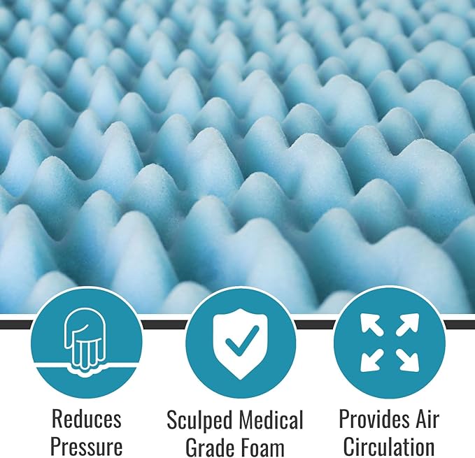 DMI 2-Inch Foam Mattress Topper, Egg Crate Foam Pad for Support, Air Circulation, Pressure Relief & Weight Distribution, Twin Size 33 x 72, Blue