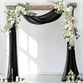 Socomi Wedding Arch Draping Fabric 1 Panel 29" x 18Ft Black Sheer Curtain Drapes 6 Yards for Wedding Ceremony Birthday Party Decoration