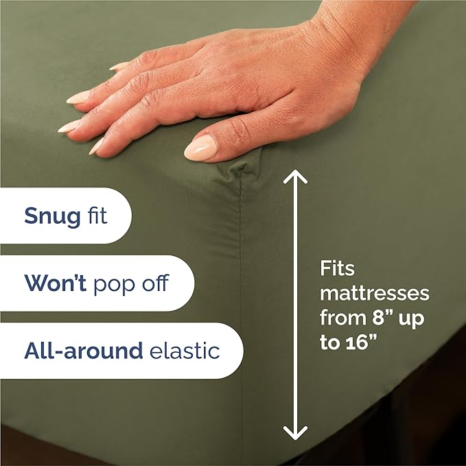 Split King Bed Sheet Set - 7 Piece Split King Bed Sheet Set - Soft Hotel Luxury Bedding - Cooling, Comfy & Breathable - 1 Flat & 1 Fitted & 4 Pillowcases w/ Deep Pockets - Wrinkle Free - Sage Green