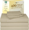 California Design Den Split King Sheets Sets for Adjustable Bed - Soft 400 Thread Count Sateen Natural 100% Cotton Sheets, Deep Pockets, Breathable, Cooling & Durable Bedding Set - Beige (Golden Tone)