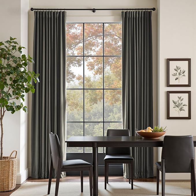 Lazzzy Velvet Blackout Curtains Thermal Insulated Room Window Drapes Super Soft Luxury Curtains for Living Room Bedroom Rod Pocket 2 Panels, Grey, 62" W x 96" L