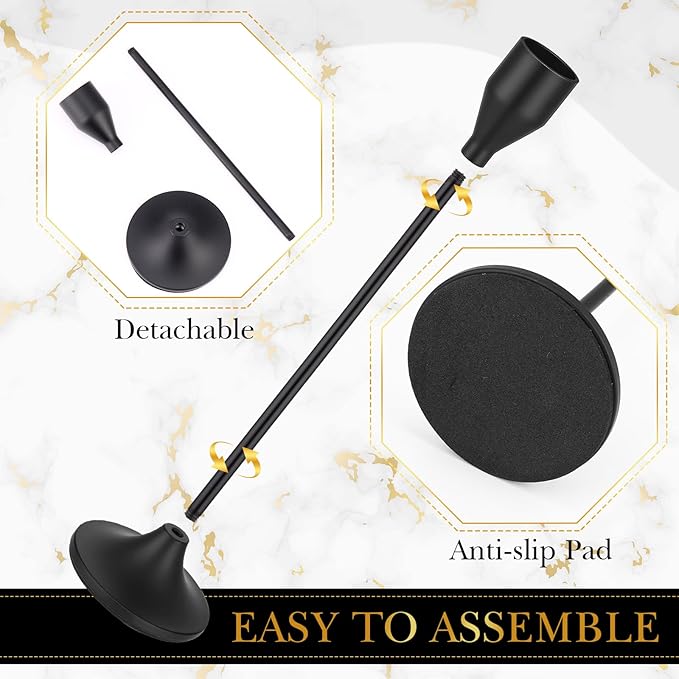 Mumufy 30 Pcs Candle Holders Taper Candlestick Metal Tall Candle Holders Table Centerpieces for Wedding Party Home Decorations, Fits 3/4'' Thick(Black)