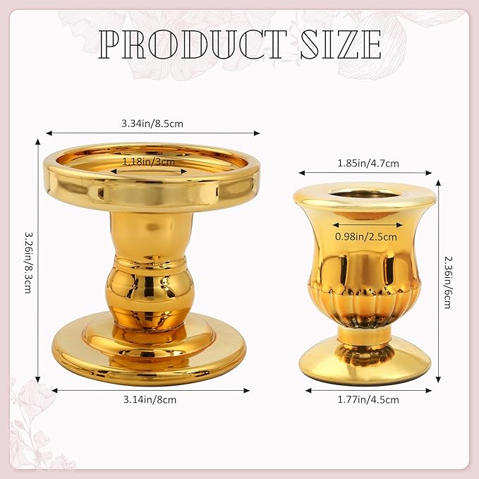 Gold Unity Candle Holder - Glass Candle Holders for Pillar Candles Taper Candles, Glass Candlestick Holders Set of 3, Decorative Clear Glass Candlestick Holder for Wedding Table Dinning Centerpiece