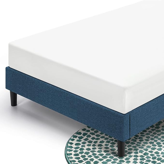 ZINUS Curtis Upholstered Platform Bed Frame, Mattress Foundation, Wood Slat Support, No Box Spring Needed, Easy Assembly, Full, Navy
