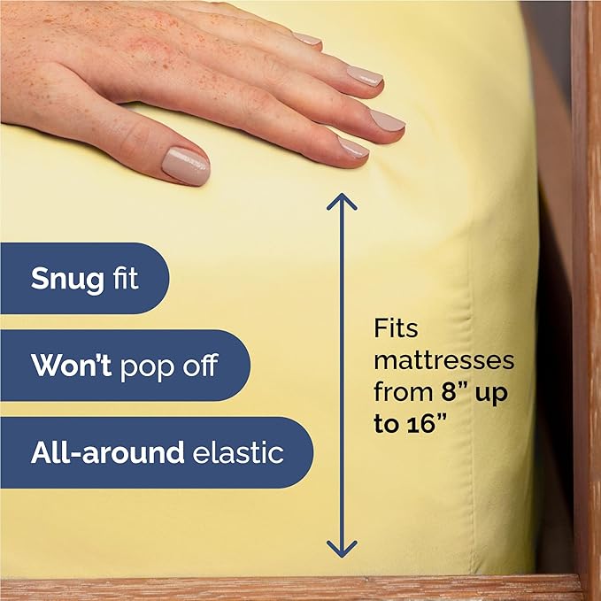 Twin XL 4 Piece Sheet Set - Comfy Breathable & Cooling - Ultra-Soft Hotel Luxury Bedding Set with 8-16 Inch Deep Pockets - 1 Flat & 1 Fitted Sheet & 2 Pillowcases - Wrinkle Free & Easy Care - Yellow