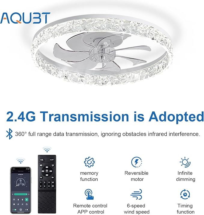 Ceiling Fans with Lights and Remote, 19.7" Low Profile Ceiling Fan with Light, 3000-6500K Dimmable, 6 Speeds and Stepless Color Temperature Change for Bedroom, Living Room and Kids Room(White)