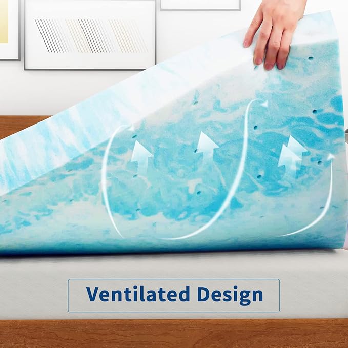 IULULU Mattress Topper, 4 Inch Gel Memory Foam Mattress Topper, Twin, CertiPUR-US Certified