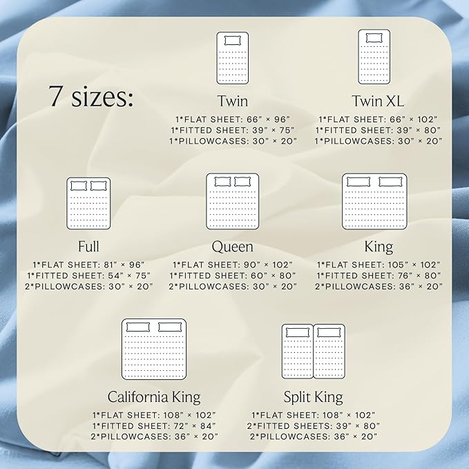 LuxClub 4 PC California King Sheet Set, Breathable Luxury Bed Sheets, Deep Pockets Wrinkle Free Cooling Sheets Machine Washable Hotel Bedding Silky Soft - Sky Cal King