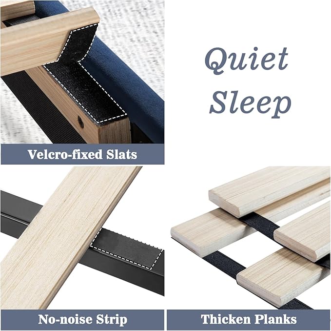 Allewie Full Platform Bed Frame/Velvet Upholstered Bed Frame with Vertical Channel Tufted Headboard/Strong Wooden Slats/Mattress Foundation/Box Spring Optional/Easy Assembly/Navy Blue