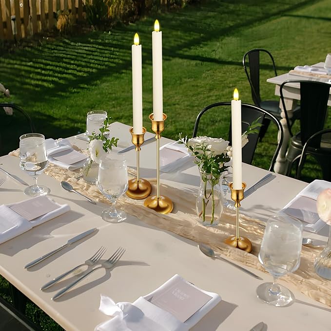Candlestick Holders 6 PCS Metal Taper Candle Holders, KSWING Gold Candle Stick Holders Set, Perfect for Table Centerpiece Mantel Party Wedding Christmas Home Decor, Set of 6