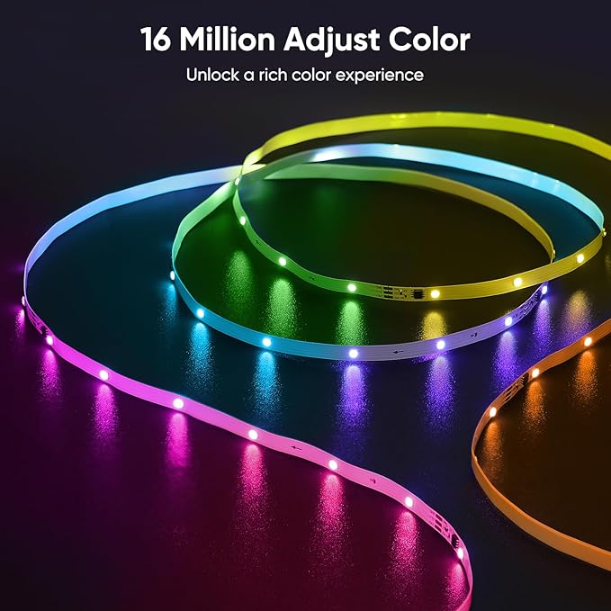 Led Lights for Bedroom, IC+RGB 65.6FT Strip Lights, 24Key Remote with App Control, Music Sync Color Changing for Room Decor Party
