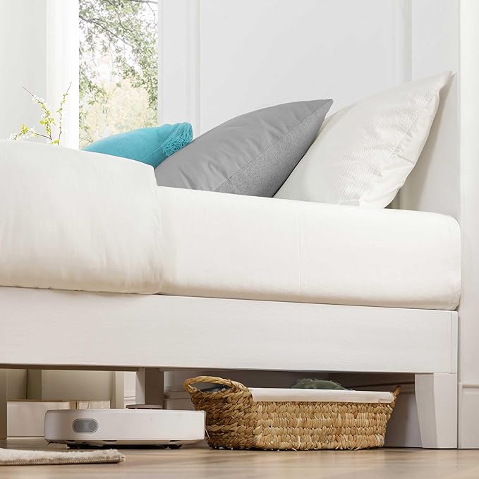 Mellow Naturalista Grand 12 Inch Solid Wood Platform Bed with Wooden Slats, Easy Assembly, Queen, White