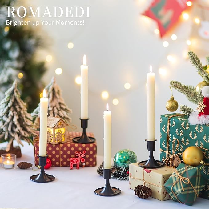 Black Candlestick Candle Holders for Taper ：12 PCS Romadedi Candle Stick Holder Set Vintage Table Centerpiece Halloween Decoration Wedding Christmas Fireplace Mantel Home Deocr