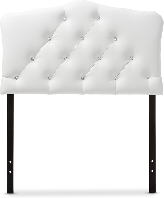 Baxton Studio Rita Modern and Contemporary White Faux Leather Upholstered Button-Tufted Scalloped Twin Size Headboard