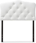 Baxton Studio Rita Modern and Contemporary White Faux Leather Upholstered Button-Tufted Scalloped Twin Size Headboard