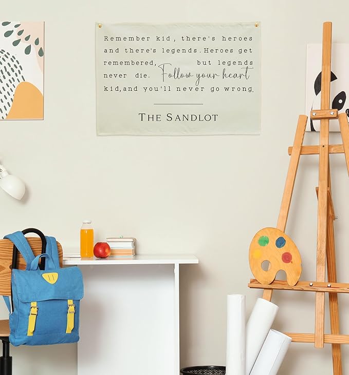 Boho Rectangular Banner Flag Wall Sign Decor Gift for Baby Boy Girl Kids,Nursery Baby Room Above Crib Bedroom Living Room Wall Decor-Remember Kid There's Heroes-Baby,Shower Birthday Christmas Gift