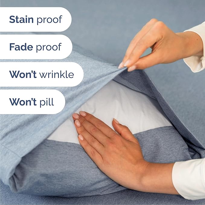 Queen 6 Piece Sheet Set - Comfy Breathable & Cooling - Soft Hotel Luxury Bedding Set with 8-16 Inch Deep Pockets - 1 Flat & 1 Fitted Sheet & 4 Pillowcases - Wrinkle Free & Easy Care - Heathered Blue