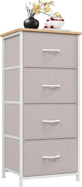 Somdot Dresser for Bedroom with 4 Drawers, Storage Organizer Chest of Drawers with Removable Fabric Bins for Closet Bedside Living Room Laundry Entryway Hallway, Ash Grey