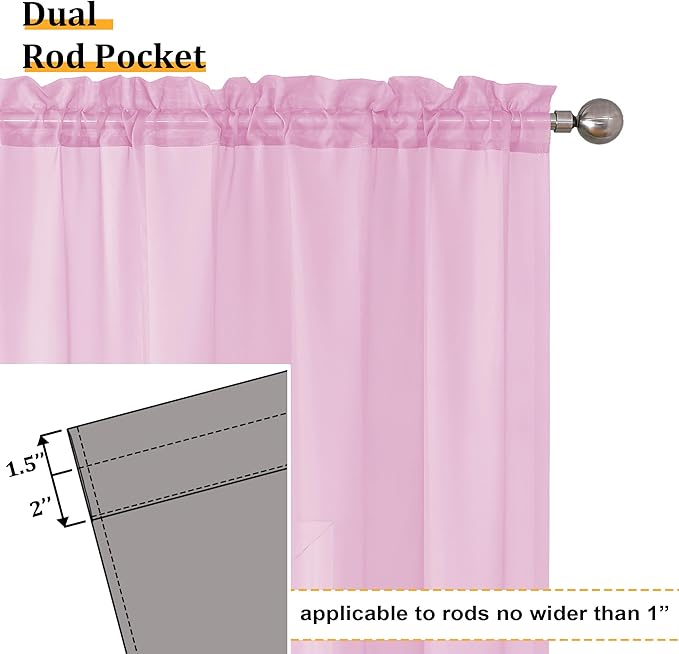 Aiyufeng 96inch Long Pink Sheers Drapes