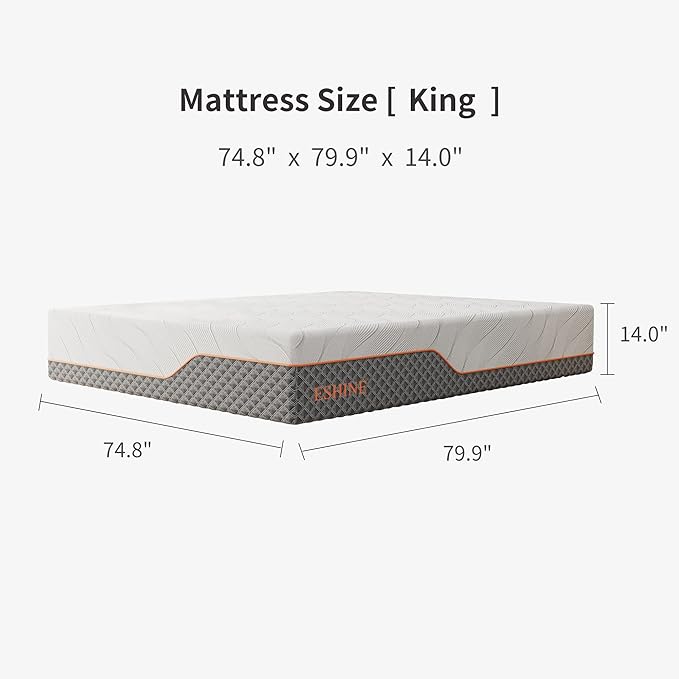 ESHINE King Adjustable Bed Frame-Luxury Gel Memory Foam(783 Pocket Springs), Bed Base Frames with Massage, Wireless Remote, USB, Under Bed Night Light, Head and Foot Incline, Medium Soft, 3000 Series