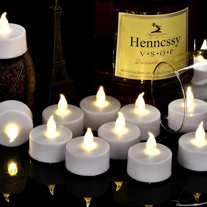 Tea Light Candles with Remote Control,Flickering Flameless LED Candle,Long Lasting 400+Hours,Battery Operated with Timer for Home Decoration Seasonal &Festival Celebration WarmWhite (24pcs)