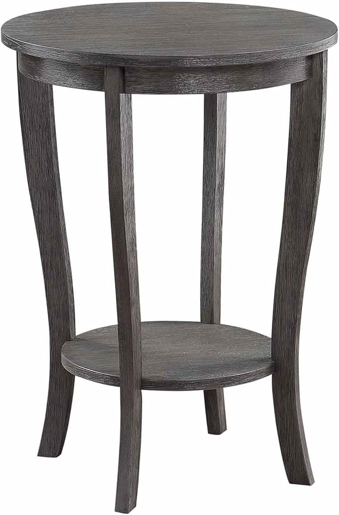 Convenience Concepts American Heritage Round End Table, Dark Gray Wirebrush