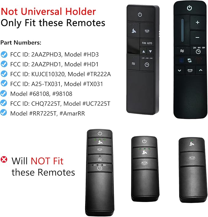 CENMING Ceiling Fan Remote Control Wall Mount Holder for Hampton Bay Home Decorators Collection Thermostatic Remote Model HD3 2AAZPHD3 KUJCE10320 TR222A 68108 98108 UC7225T (2 Pack)