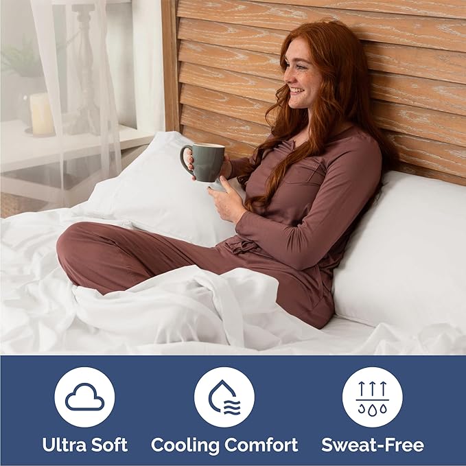 Queen 6 Piece Sheet Set - Comfy Breathable & Cooling - Soft Hotel Luxury Bedding Set with 8-16 Inch Deep Pockets - 1 Flat & 1 Fitted Sheet & 4 Pillowcases - Wrinkle Free & Easy Care - Antique White