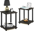 Furinno SIMPLISTIC Side Table Set of 2, 2-Tier End Table, Nightstand, Night Stand, Bedside Table, Easy Assembly, for Living Room, Bedroom, Espresso