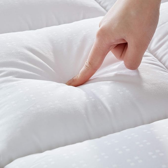 SLEEP ZONE Cotton Mattress Pad California King, Super Soft Pillow Top Mattress Topper, Thick Fluffy Mattress Cover Deep Pocket 8-21 inches, Cal King